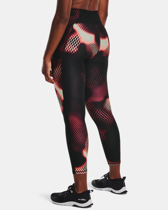 Women's HeatGear® Armour No-Slip Waistband Printed Ankle Leggings, Black, pdpMainDesktop image number 1